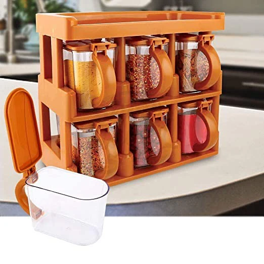 Master Chef 6 Jar Masala Rack Cooking Kitchen Seasoning Box Masala Box Set Spice Jar - Image 5
