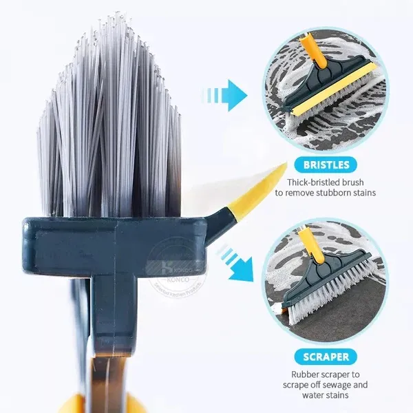 2 in 1 Cleaning Brush Floor Scrub Broom Wiper Scraper - Image 5