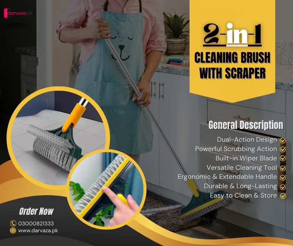 2 in 1 Cleaning Brush Floor Scrub Broom Wiper Scraper - Image 9
