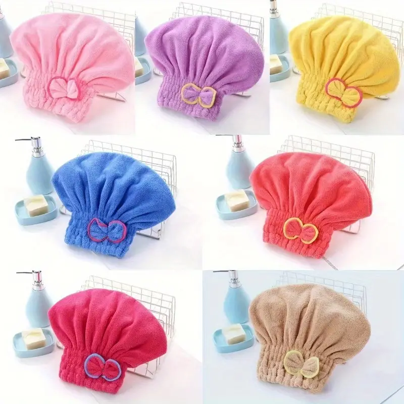 Microfiber Comfortable Quick Highly Absorbent Curly Long Thick Hair Turban Drying Bath Spa Bowknot Wrap Towel Cap Hat For Children and Adult Use - Image 8