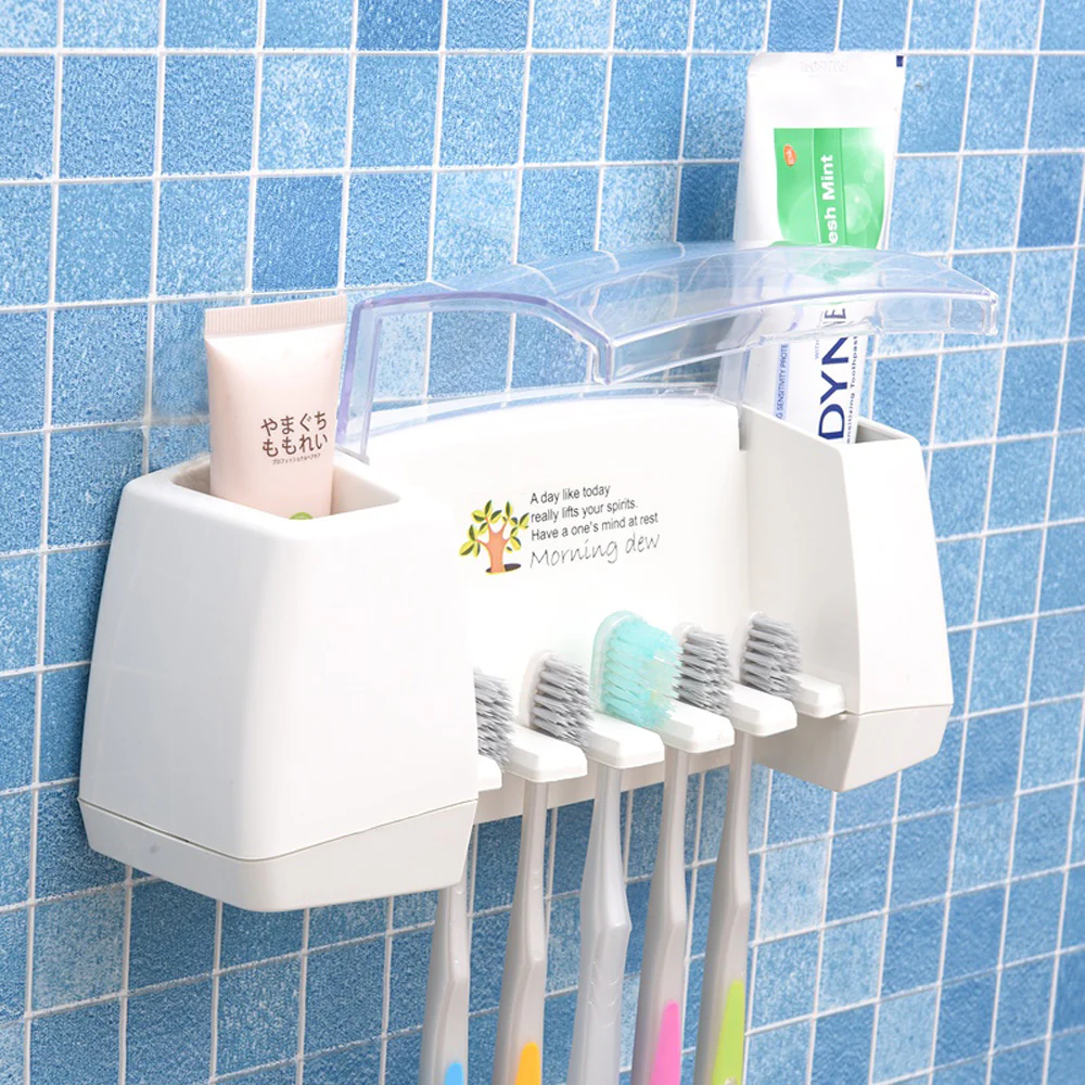 Multi-Functional Toothbrush and Toothpaste Dispenser with 5 Toothbrush Slots for Bathroom - Image 2