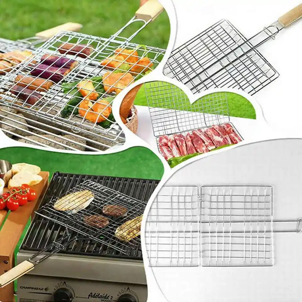 Multi Purpose Stainless Steel Barbecue Portable BBQ Grill Roast Grilling Tray Rs 1499 - Image 4
