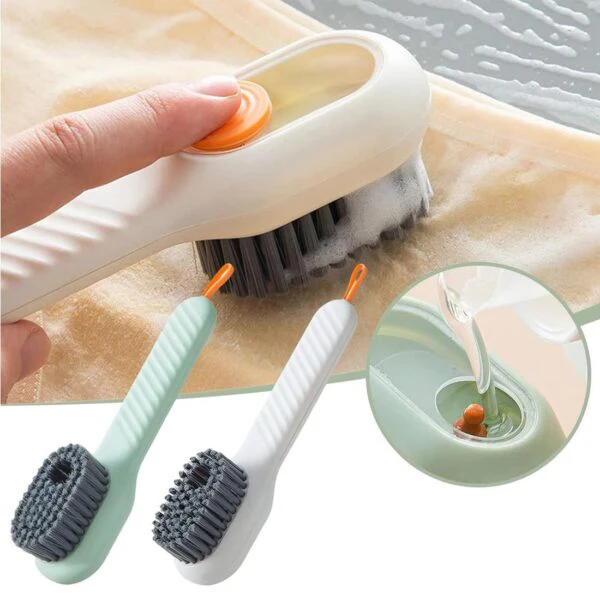 Multifunctional Liquid Cleaning Brush with Soap Dispenser for Cleaning Shoes Laundry Household Use Bathroom Kitchen - Image 3