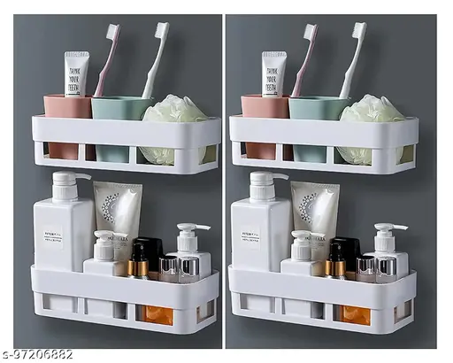 (Pack of 3) Multipurpose Bathroom and Kitchen Shelf Wall Holder Storage Rack - Image 7