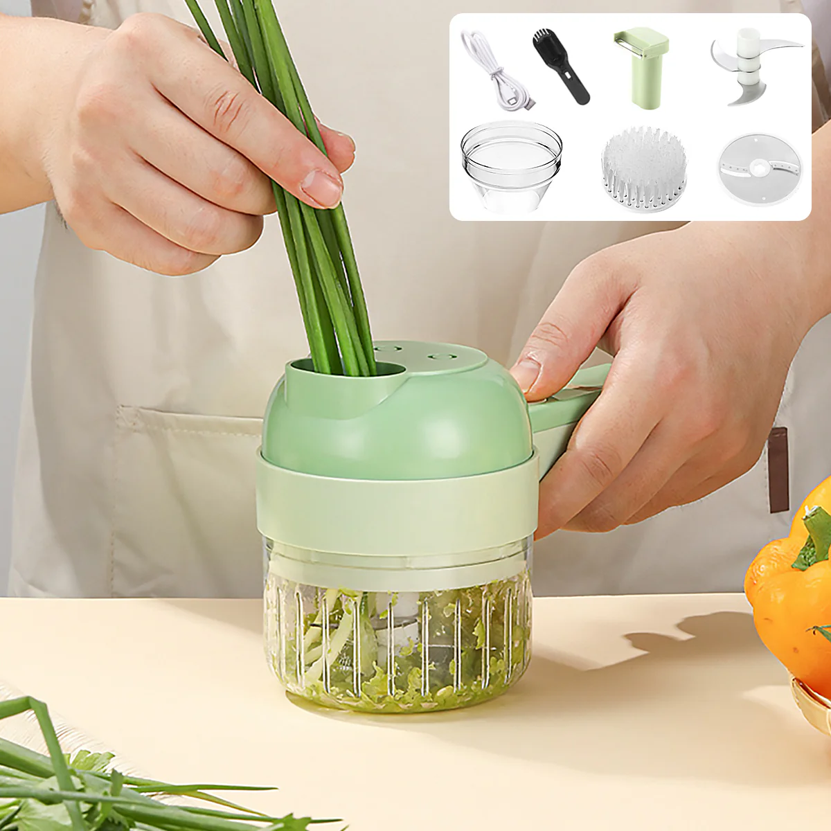 New Upgraded Electric Food Chopper Vegetable Chopper Vegetable Slicer Garlic Crusher Meat Grinder Machine Peeler Kitchen Tools - Image 11