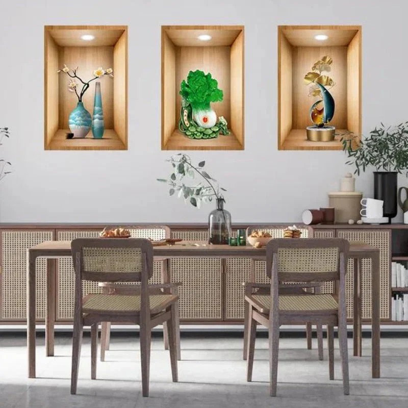 New Year Sale - 3D Plant Wall Stickers look like real decorative wall niches with plant vase and soft spotlight - Image 6