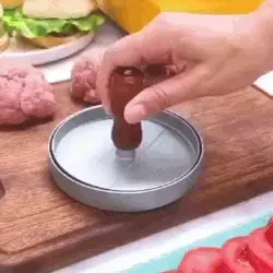 Non Stick Metal Patty Kabab Maker with Press and Wooden Handle Ideal for Perfect Burgers and Breakfast Pancakes Essential Kitchen Tool - Image 2