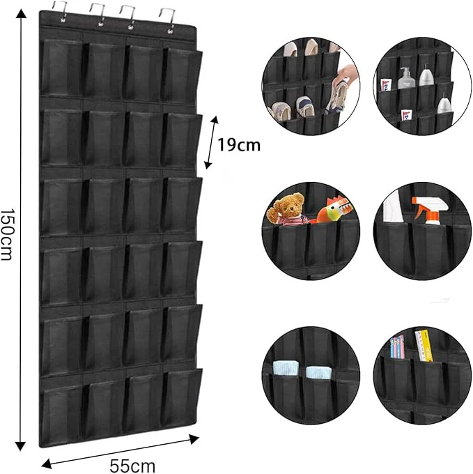 Over The Door Hanging Shoe Organizer With 24 Pockets for Shoes, Wall Hanging Wardrobe, Large Mesh Pockets for Bedroom, Living Room - Image 5