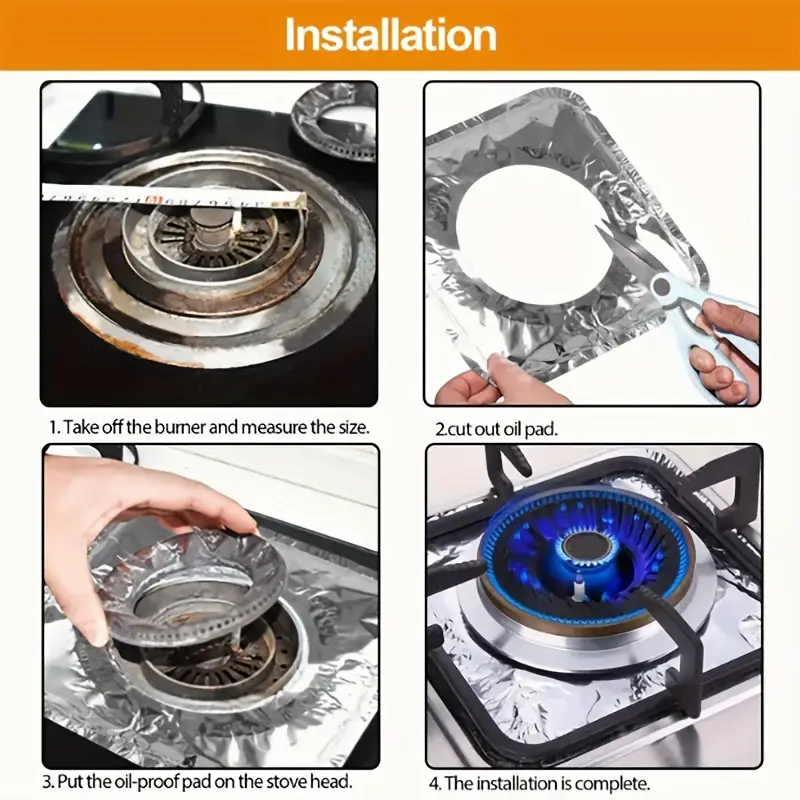 (Pack of 10) Disposable Oil Resistant and Heat Proof Aluminum Covers for Gas Stove Burners - Image 9