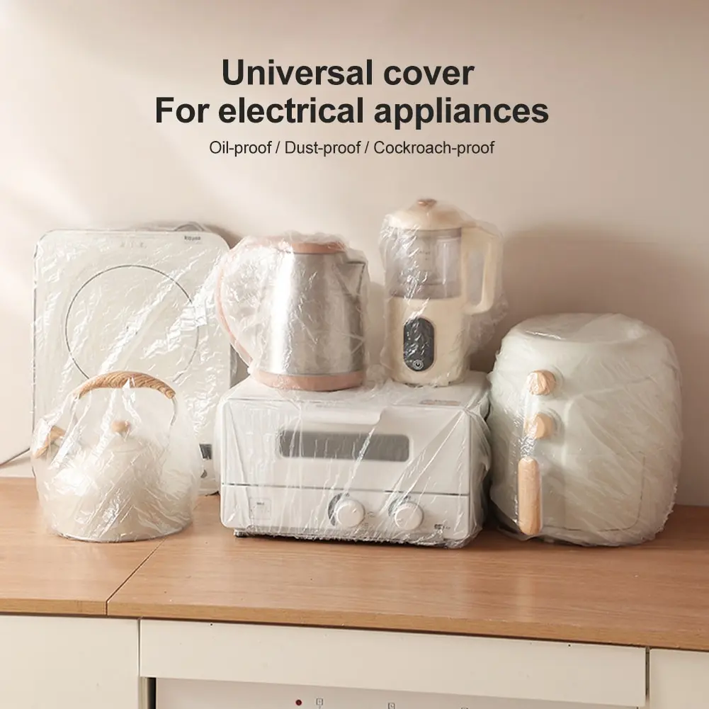 Pack of 10Pcs 120CM Furniture Plastic Cover Dust-proof Disposable For Electric Cooker Oven Electric Fan &amp; Dinning Tables and is Stretchable - Image 3