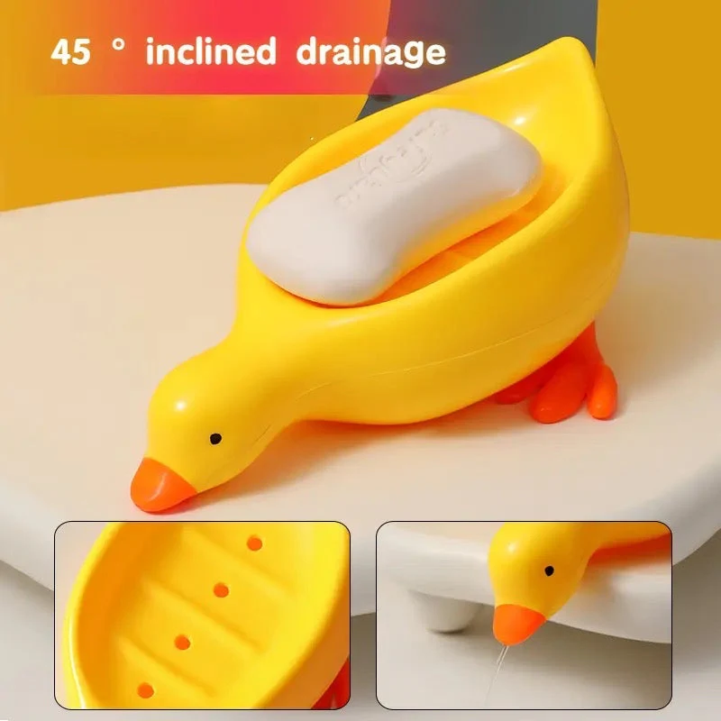 (Pack of 2) Adorable Soap Holder Dish Self Draining Water Resistant Duck Tray For Sink and Bathroom Countertop Accessories - Image 4