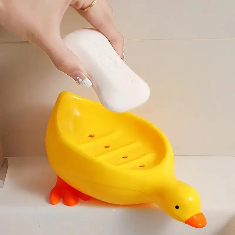 (Pack of 2) Adorable Soap Holder Dish Self Draining Water Resistant Duck Tray For Sink and Bathroom Countertop Accessories - Image 7