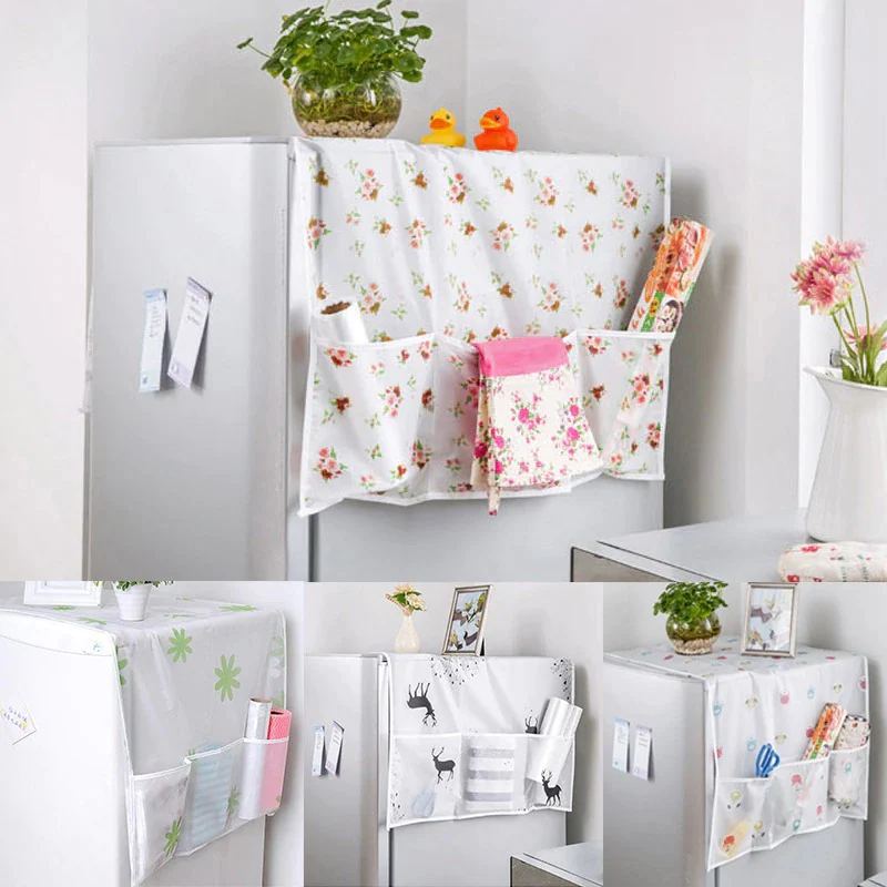 (Pack of 2) Anti-Dust Waterproof Refrigerator Fridge Cover with Double Storage Pockets - Image 4