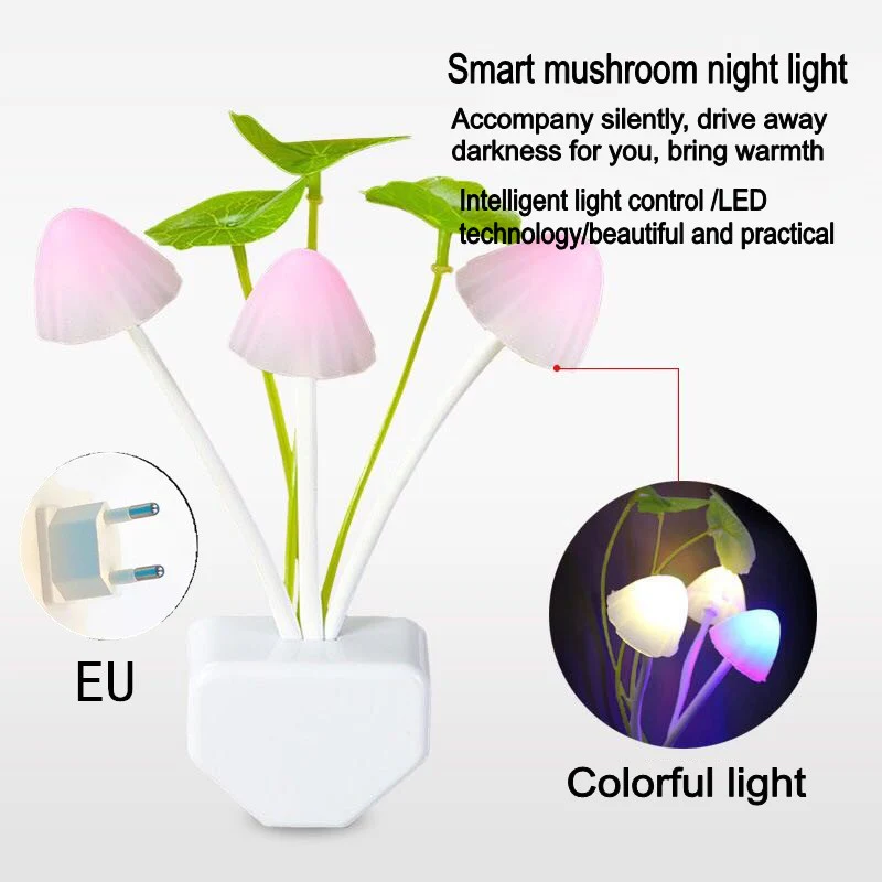 (Pack of 2) Cute Mushroom LED Night Light Dimming Sensor Wall Lamp For Home Decor - Image 10