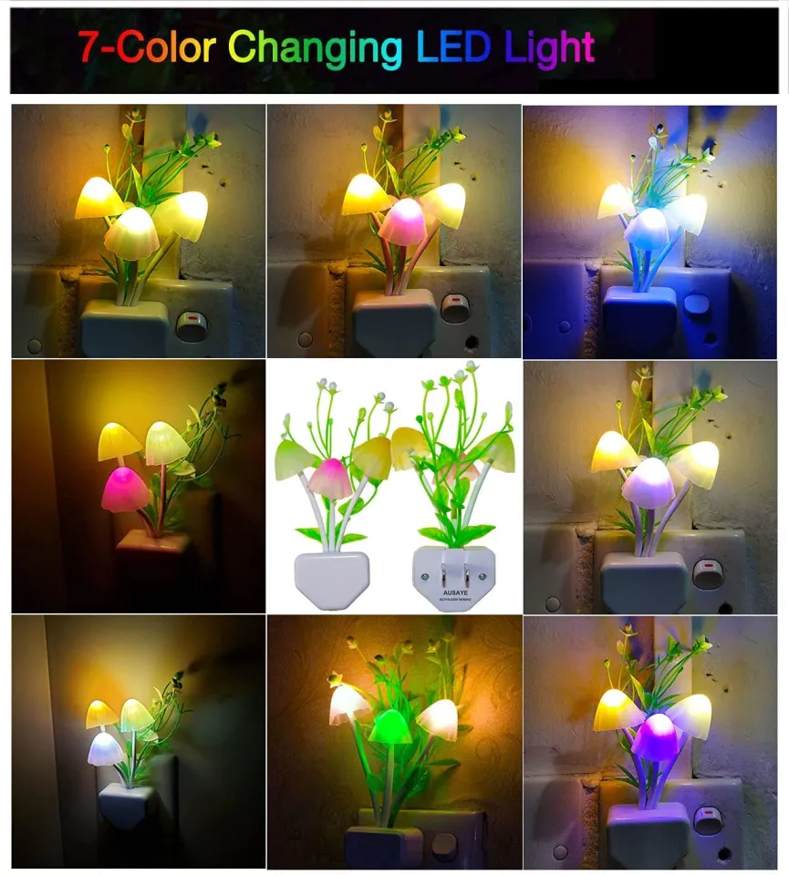 (Pack of 2) Cute Mushroom LED Night Light Dimming Sensor Wall Lamp For Home Decor - Image 3