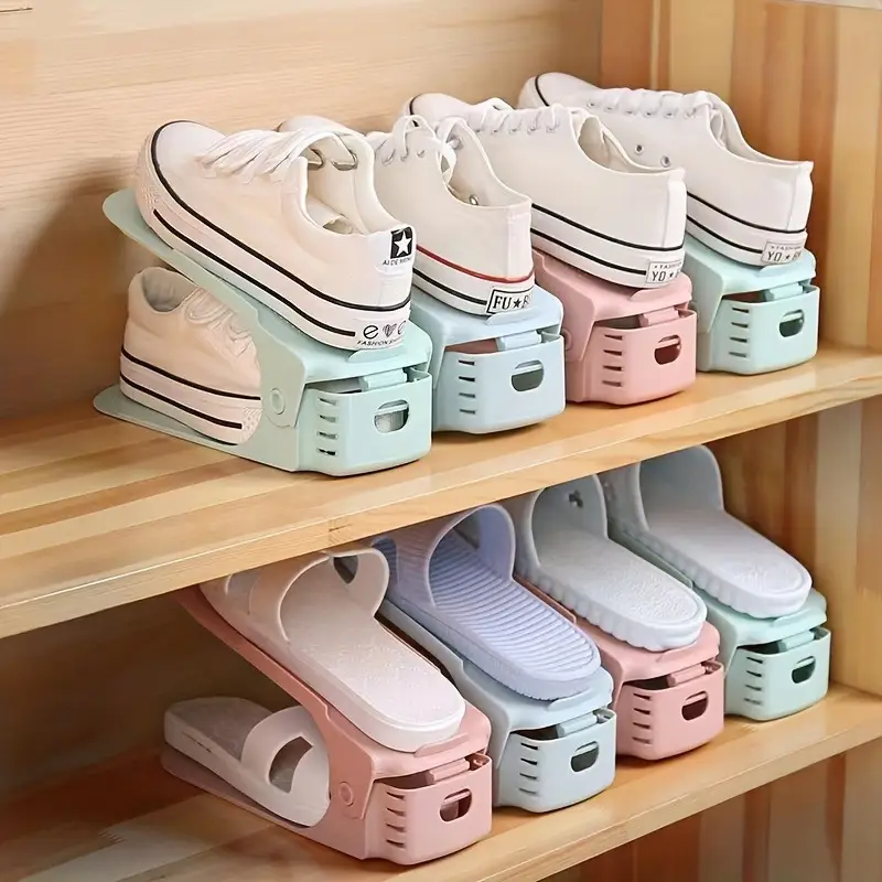 (Pack of 2) Foldable Double Layer Shoes Organizer Storage Rack for Closet Home and Outdoor Use - Image 7