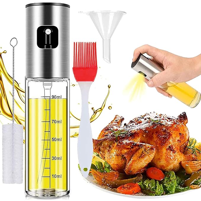 (Pack of 2) Food-grade Glass Oil Spray Transparent Vinegar Bottle for Cooking - Image 2