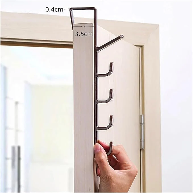 (Pack of 2) Portable Multi-functional 5 Hooks Hanger with Wardrobe Coat For Hang Towel Kitchen Bathroom Door Back - Image 2