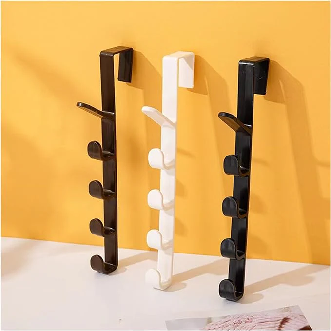 (Pack of 2) Portable Multi-functional 5 Hooks Hanger with Wardrobe Coat For Hang Towel Kitchen Bathroom Door Back - Image 5