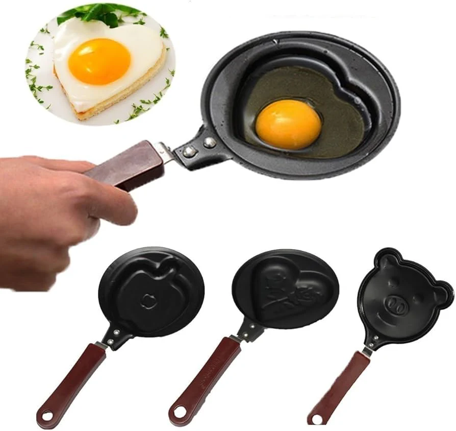 (Pack of 2) Steel Mini Assorted Varieties Non Stick Egg Omelette Various Cartoon Shaped Poele Egg Frying Pan Pot with Box For Kitchen and Outdoor - Image 9