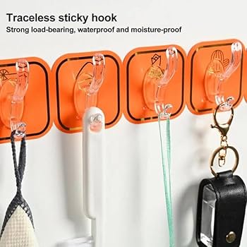 (Pack of 2) Wall Mounted Punch Free Strong Self Adhesive Stylish 6 Hook in Row For Home and Outdoor Use - Image 6