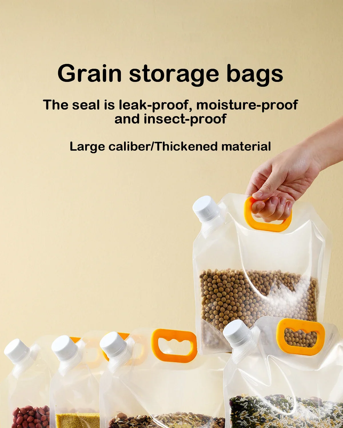(Pack of 3) 3 Liters Reusable Moisture Proof Sealed Rice Packaging Kitchen Insect Proof Grain Storage Food Grade Bags - Image 9