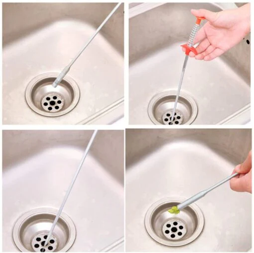 Pack of 3 90cm Spring Pipe Dredging Remover Tools & Drain Cleaner Sticks - Image 5