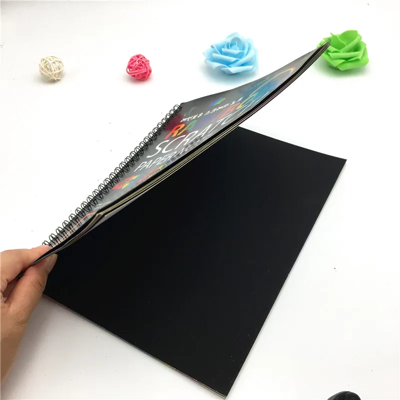 (Pack of 3) A4 Drawing Book 30 Pages Rainbow Scratch Paper Notes For Scratch Art Activity - Image 3