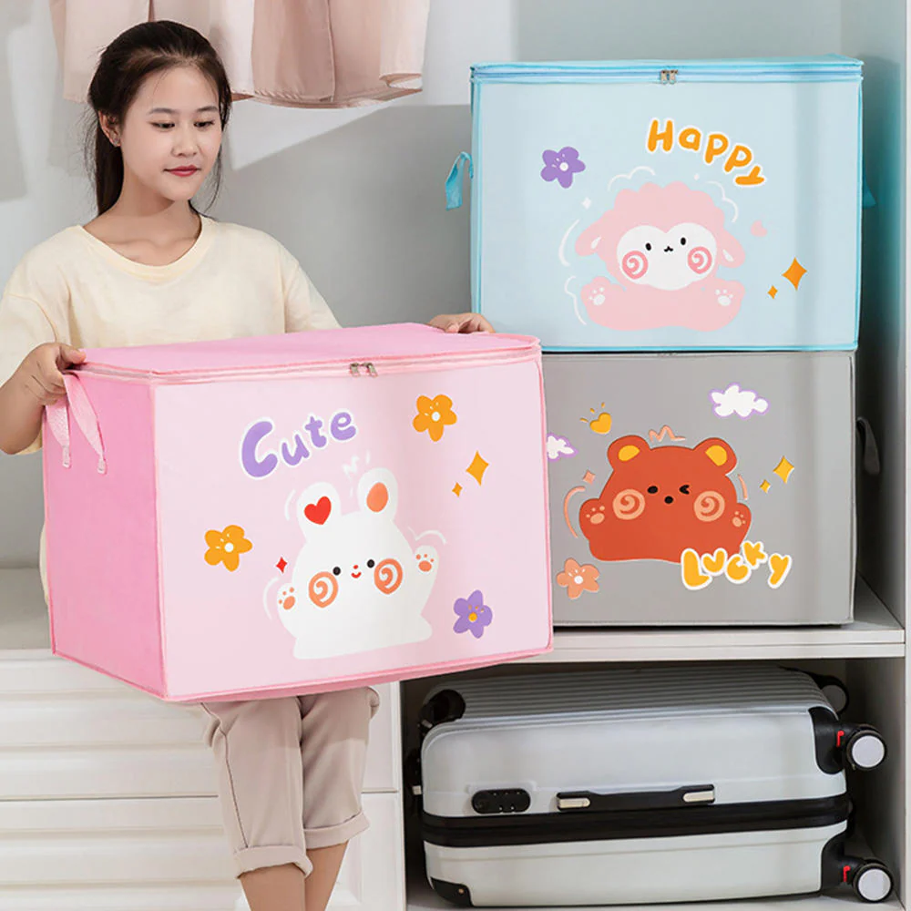 (Pack of 3) Cartoon Animal Foldable Storage Organizer Bags with Zippers And Handles - Image 10