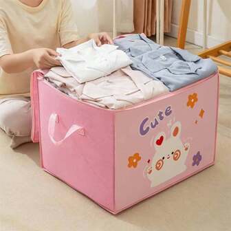 (Pack of 3) Cartoon Animal Foldable Storage Organizer Bags with Zippers And Handles - Image 4