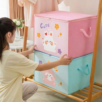(Pack of 3) Cartoon Animal Foldable Storage Organizer Bags with Zippers And Handles - Image 5