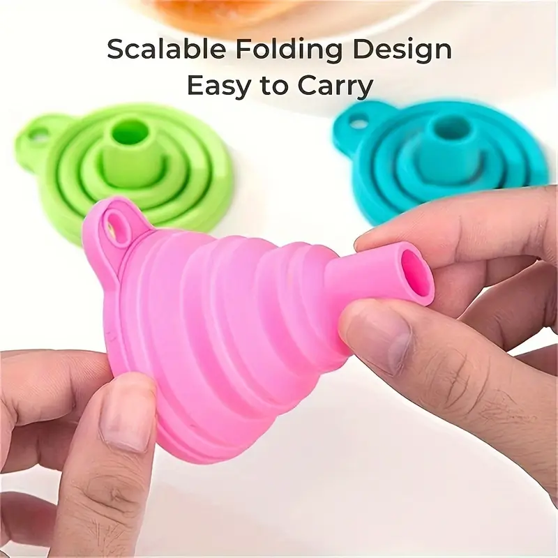 (Pack of 3) Foldable Silicone Small Food Grade Funnel for Filling Water Bottle Kitchen Liquid Transfer Hopper Tool - Image 12