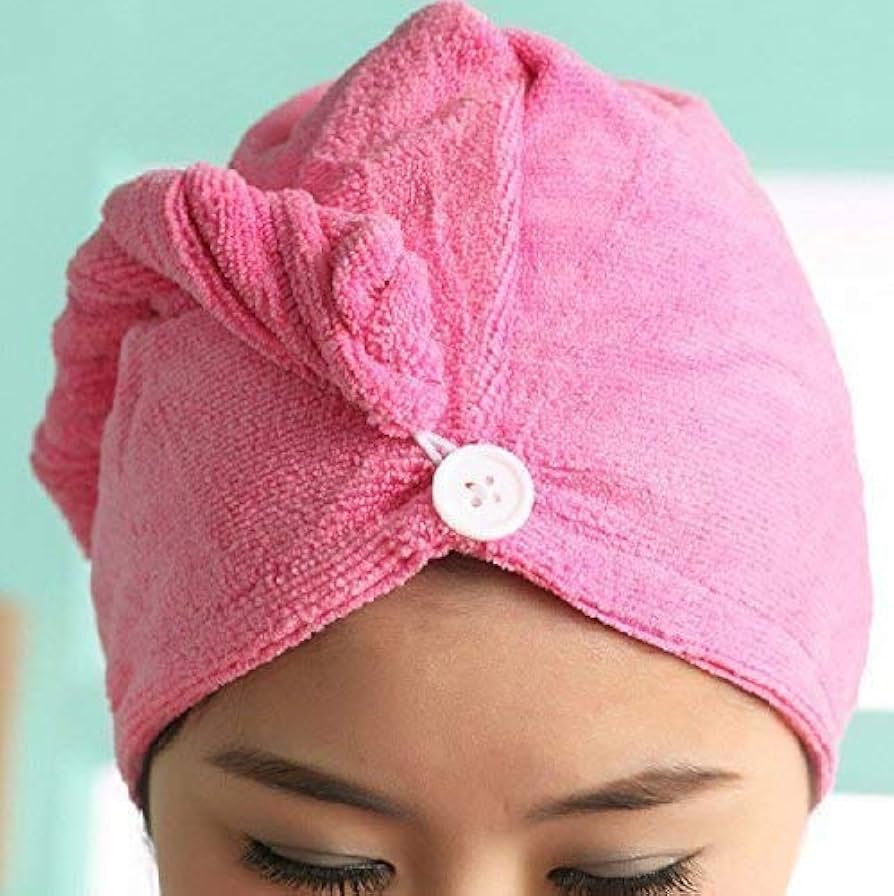(Pack of 3) Microfiber High Absorbent Quick Dry Wrap Hair Bath Towels Shower Cap for Women - Image 7