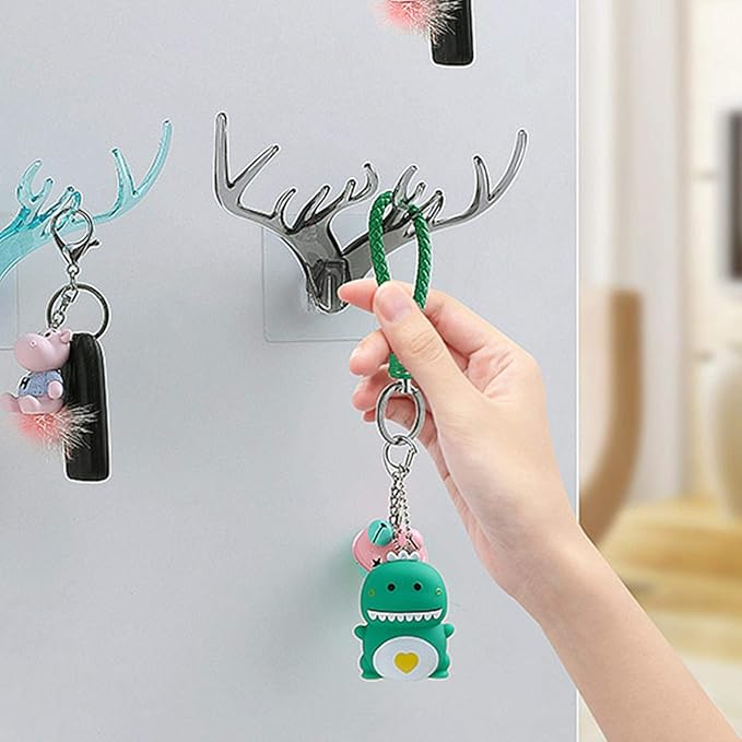 (Pack of 3) Multi-Purpose Wall Mount Deer Head Self Adhesive Wall Key Holder Hook for Home Or Office - Image 4