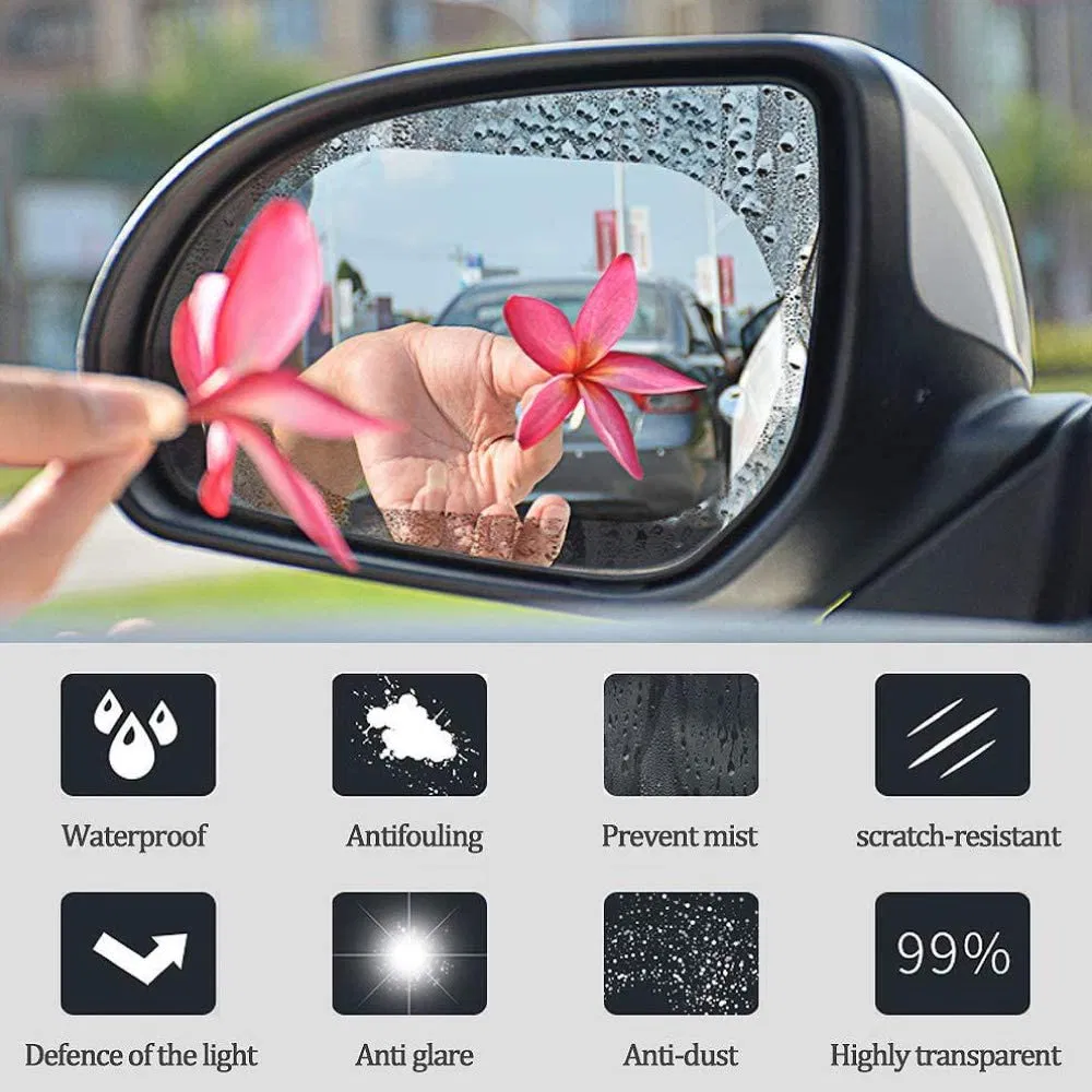 (Pack of 4) Water And Rain Proof Antilog Film For Car Mirror - Image 5
