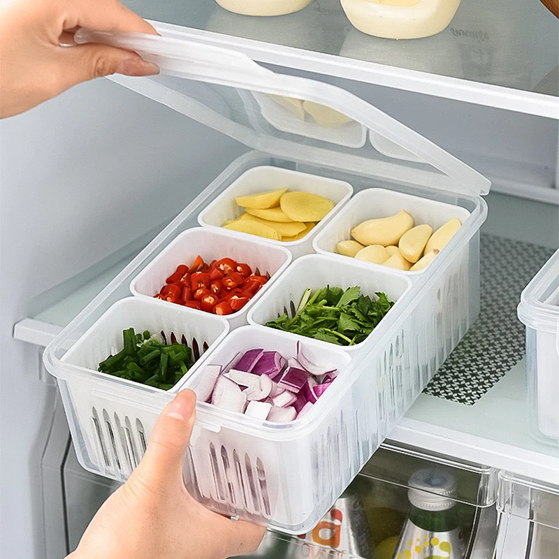 Plastic Rectangular Freeze Storage Containers with 6 Compartments For Kitchen and Outdoor - Image 11