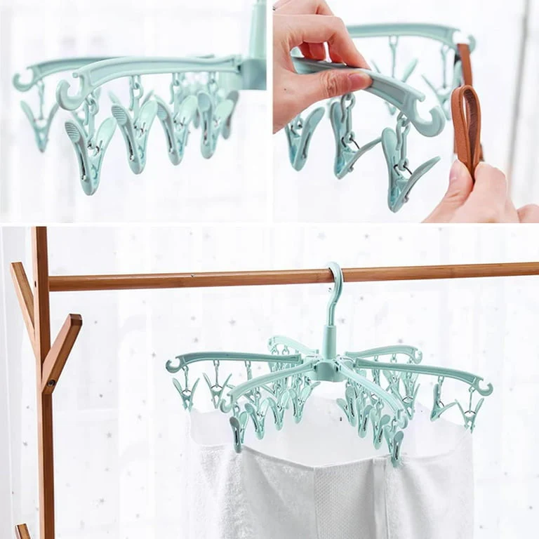 Portable 360 Degree Rotatable Folding Sock Quick Dryer Hanger for Washing Line Travel Towels and Baby Clothes - Image 8