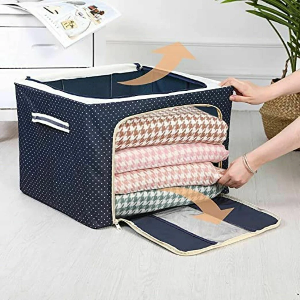 Portable and Foldable Waterproof Wardrobe Storage Box with Steel Frame For Organize Clothes - Image 4