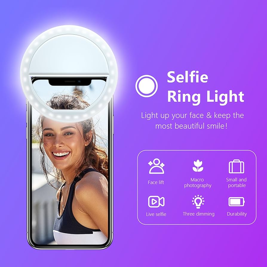 Portable USB Rechargeable Mini Mobile Selfie LED Ring Light with 3 Brightness Level - Image 3