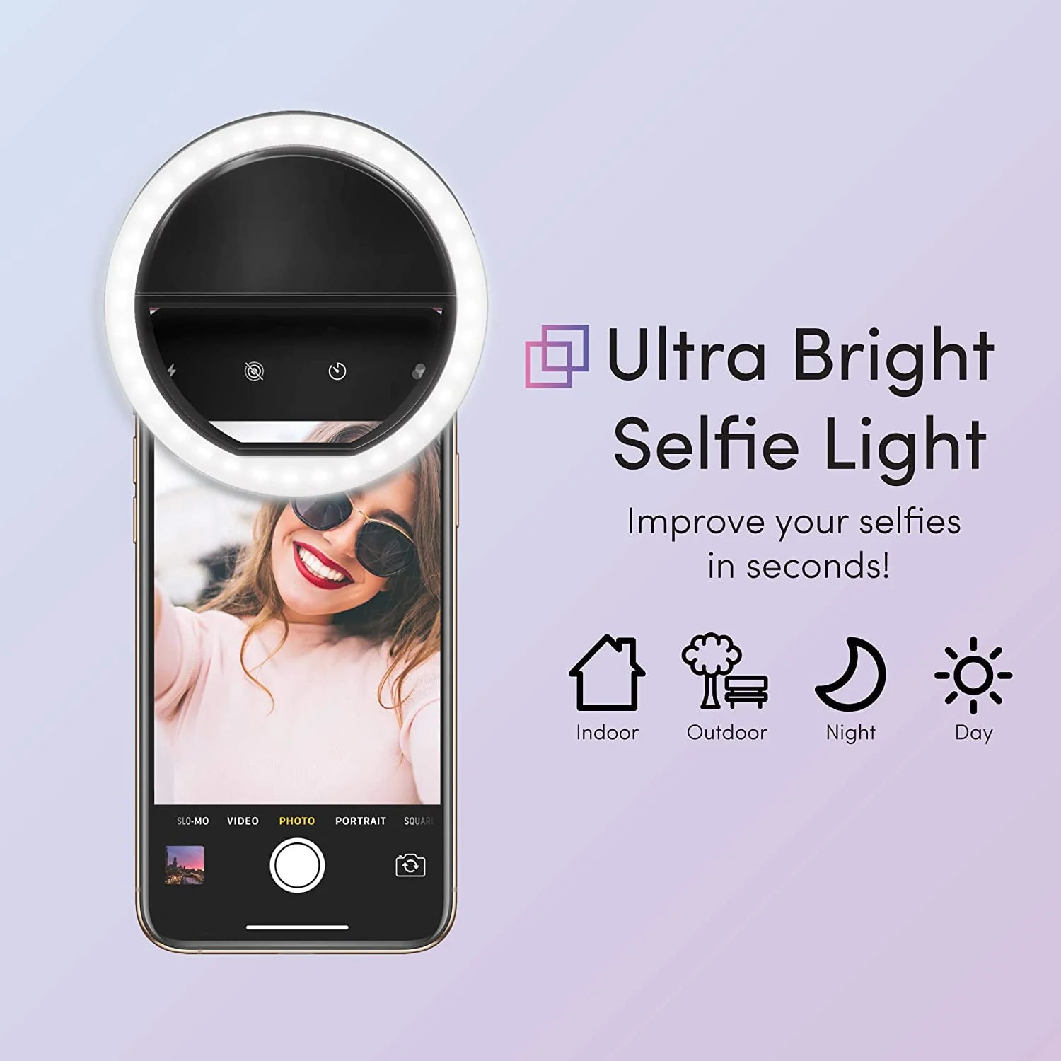 Portable USB Rechargeable Mini Mobile Selfie LED Ring Light with 3 Brightness Level - Image 5