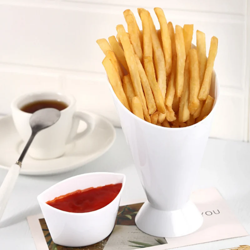 Potato French Fries Chips Carrying Holder with Dipping Container For Home and Outdoor Use - Image 2
