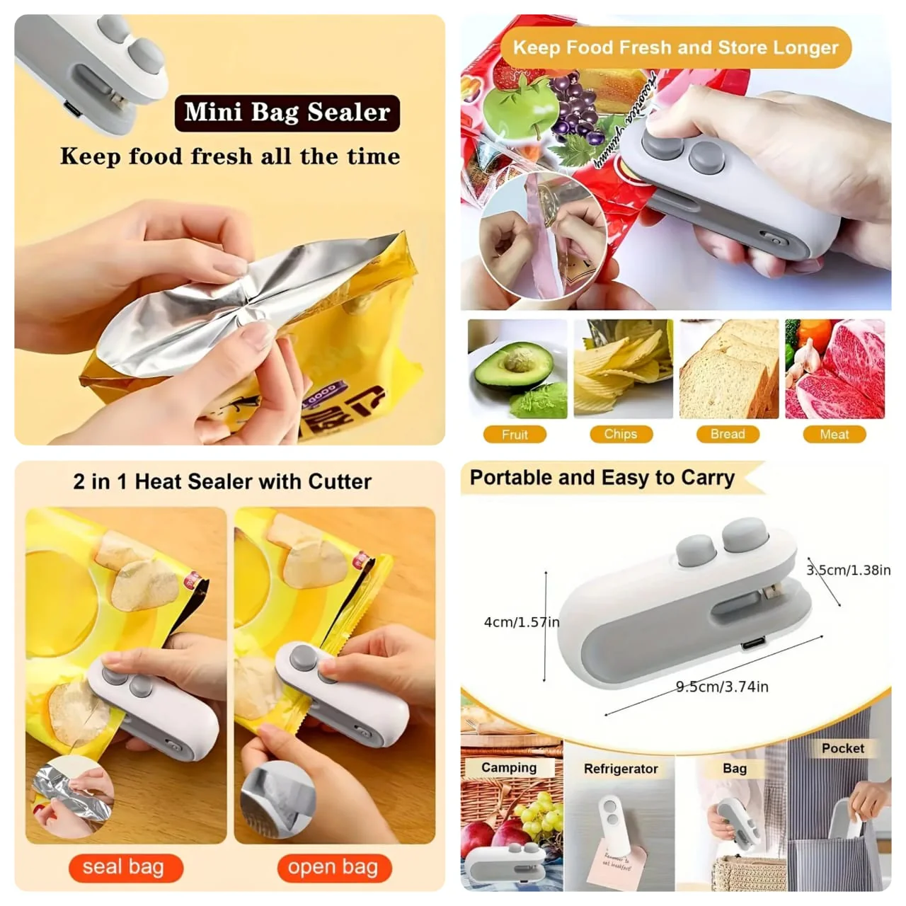 Rechargeable 2 in 1 Portable Mini Food Bag Heat Sealer And Cutter For Home and Outdoor Use - Image 16