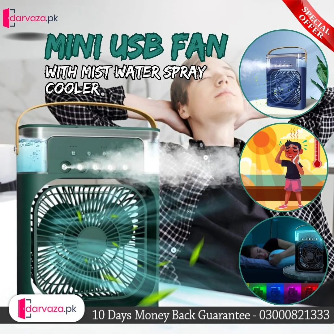 Mini USB Fan With Mist Water Spray Mini Cooler for Office Kitchen and Home - Image 3