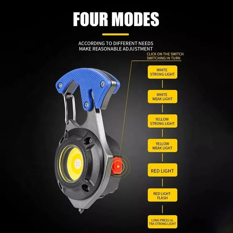 Rechargeable Magnetic Keychain With Cigarette Lighter 7 Modes Torch Light Cutter Screw Driver and more - Image 4