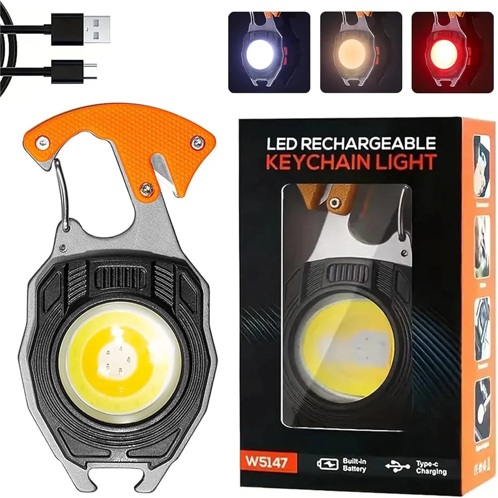 Rechargeable Magnetic Keychain With Cigarette Lighter 7 Modes Torch Light Cutter Screw Driver and more - Image 6