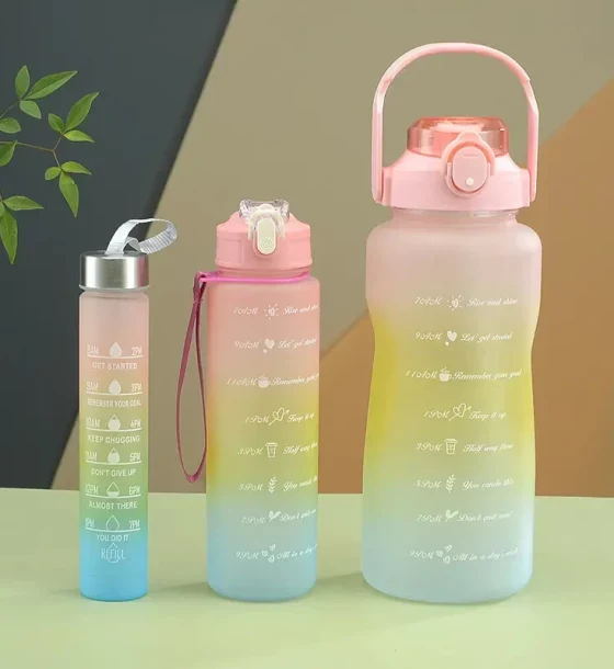 Set of 3 Pcs Unbreakable Leakproof BPA free Water Bottle with Straw and Non-toxic Sipper Bottle for Office, Sports, Gym and School - Image 4