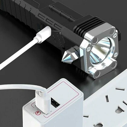 Side Flood Light Long Distance Beam Range Car Rescue Torch with Hammer Window Glass and Seat Belt Cutter - Image 6