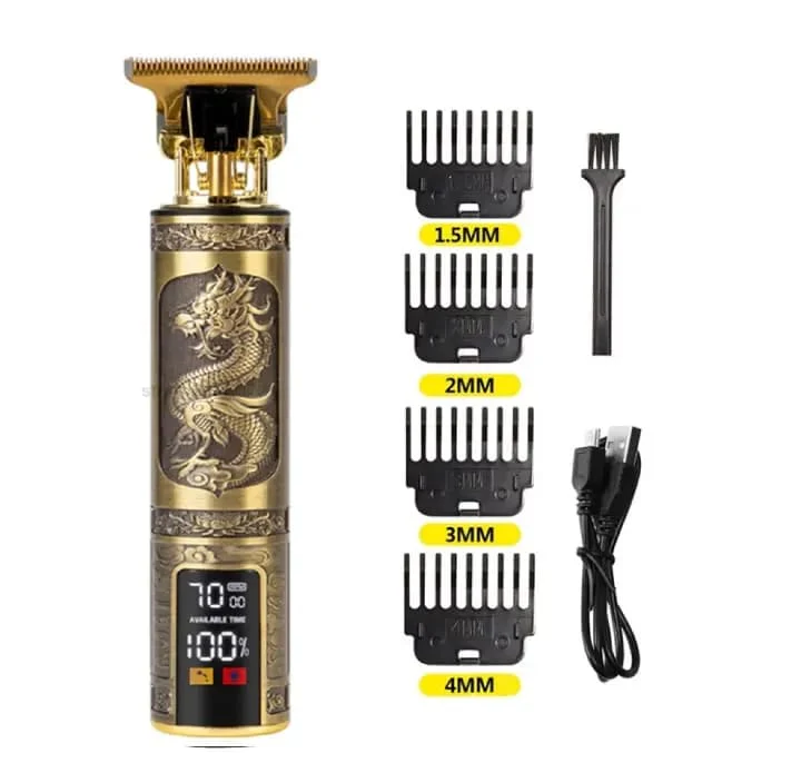 Smart digital display SHAVER and HAIR CLIPPER kit with engraving pattern and stainless steel - Image 3