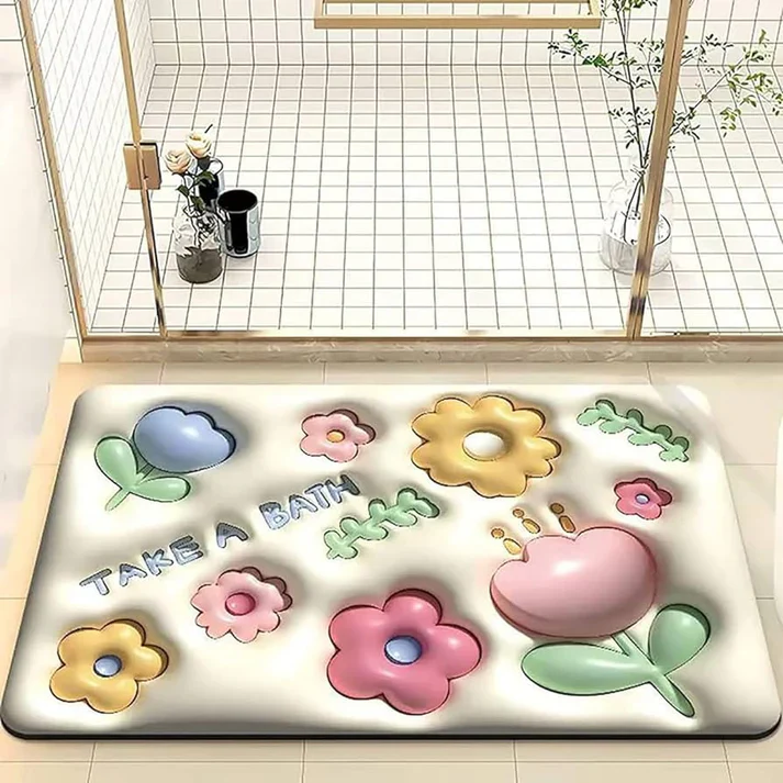 Soft Non Slip Multi Flower Design 3D Door Entrance Mat (Random Design) - Image 2