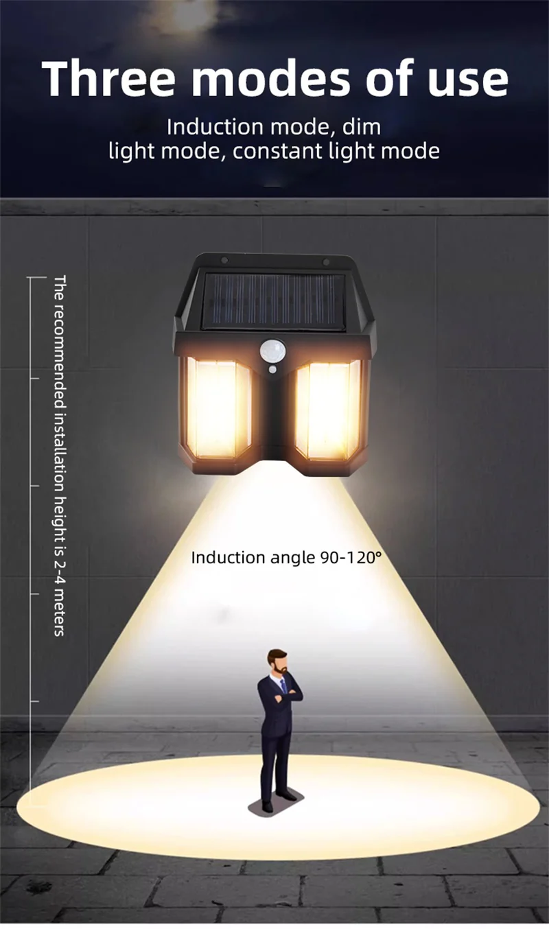 Dual Solar Motion Sensor Light Waterproof IP65 with Remote for Outdoor Home Garden Wall Compound Entrance Automatic Lamp - Image 7